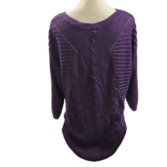 Torrid Womens V-Neck Cable Knit Sweater Size 1 Purple - Picture 4 of 8